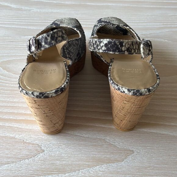 Stuart Weitzman NWOT Jean Snake-Embossed Leather Slingback Sandals size 9 - Picture 11 of 14